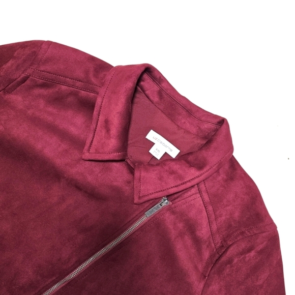 Liz Claiborne Faux Suede Moto Jacket Burgundy Passion | XXL - Picture 1 of 3